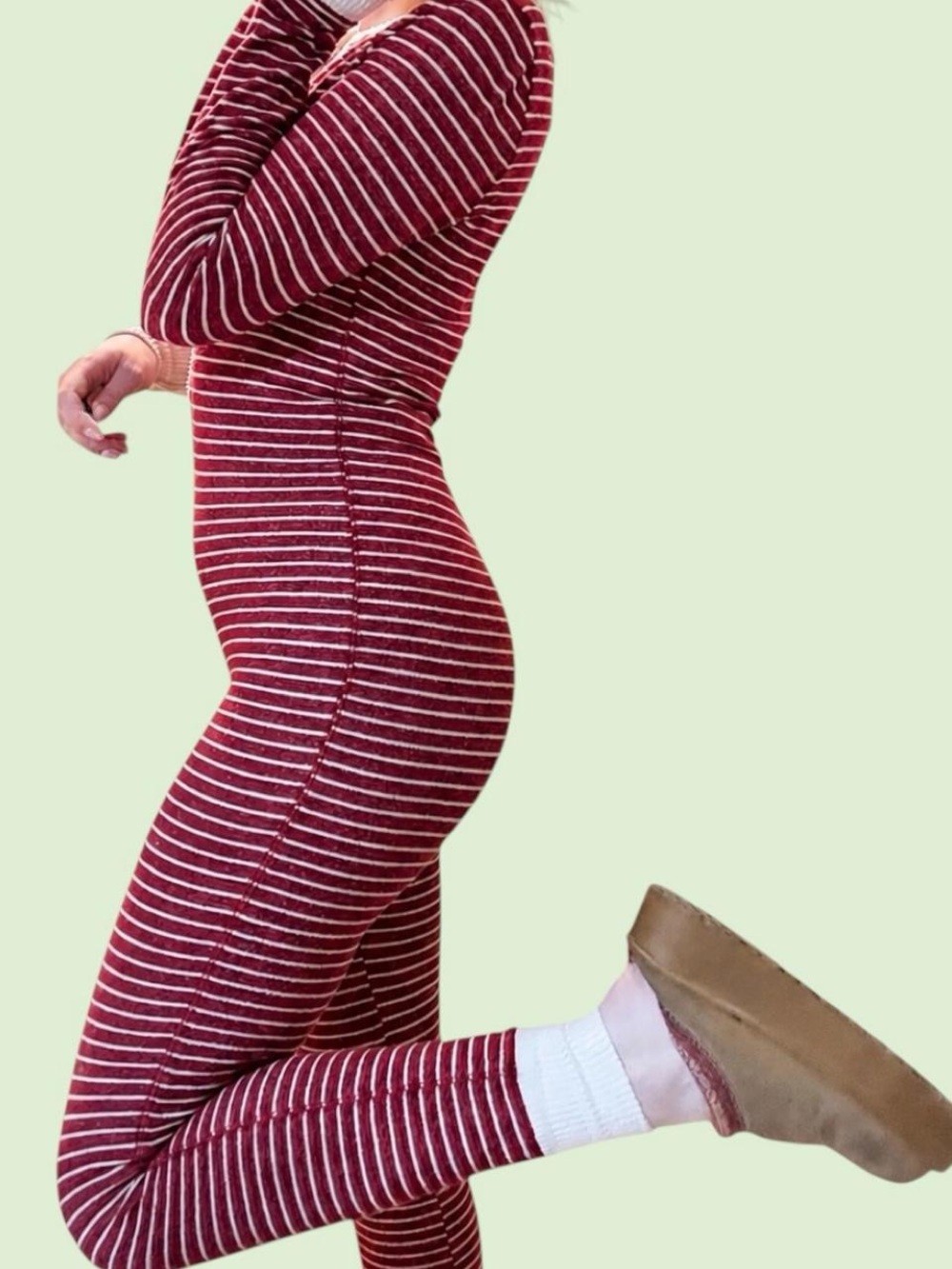 Retro style Abercrombie & Fitch Burgundy and White Striped Onesie Pajamas